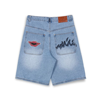 GRIMEY BURN IN FLAMES DENIM SHORT