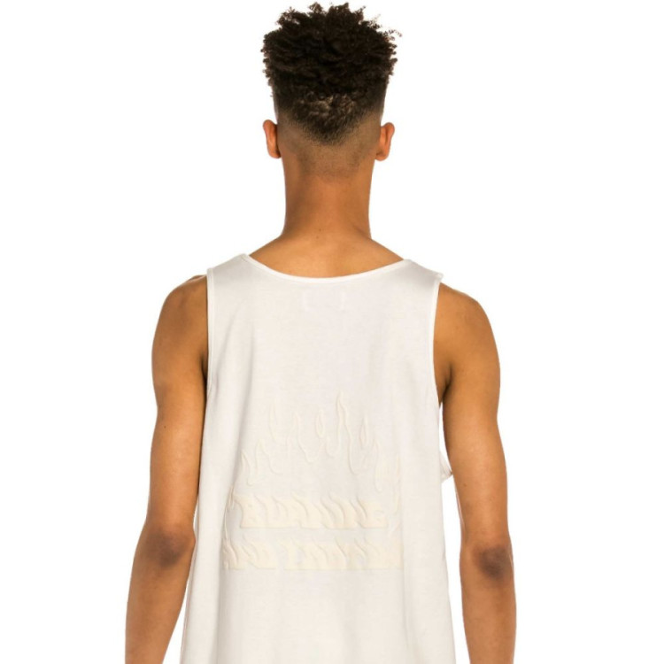 TANK TOP GRIMEY BURN IN FLAMES WHITE