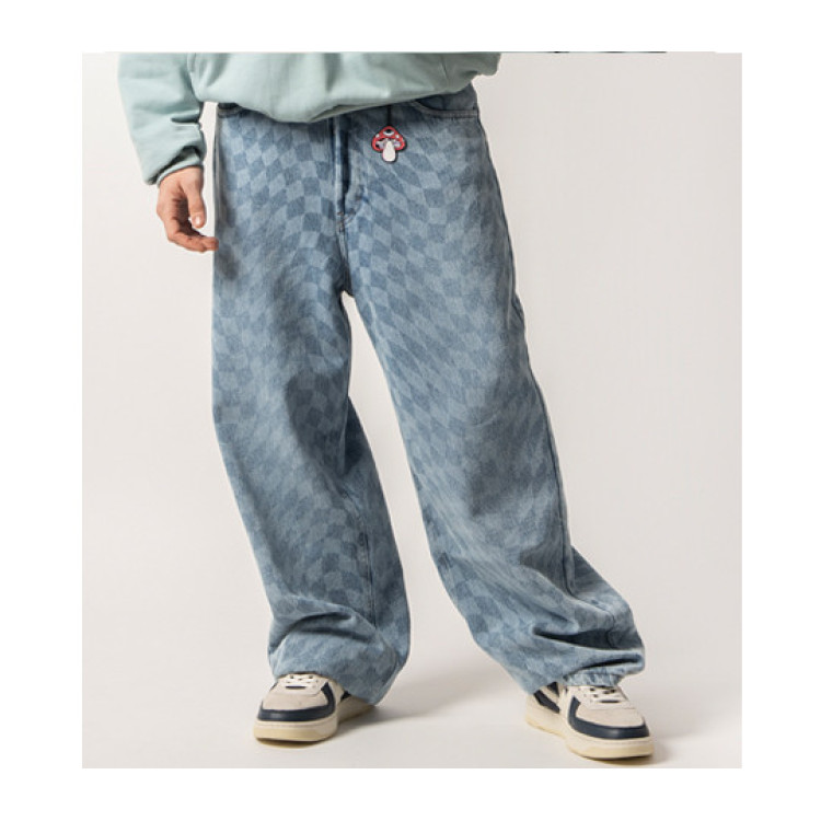 PANTALÓN DENIM BAGGY LOOSE LASER CHECK 