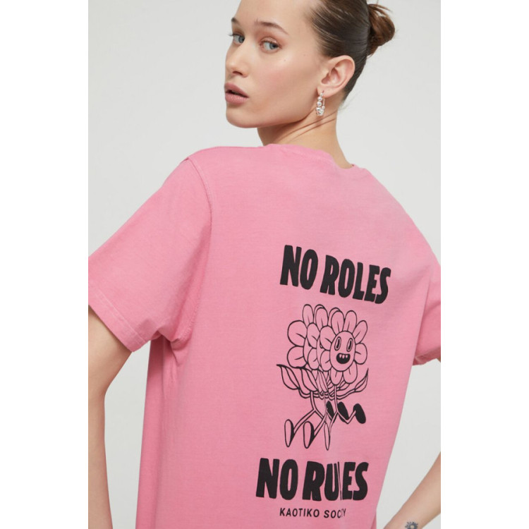 CAMISETA KAOTIKO NO ROLES FLOWERS PINK FLAMINGO